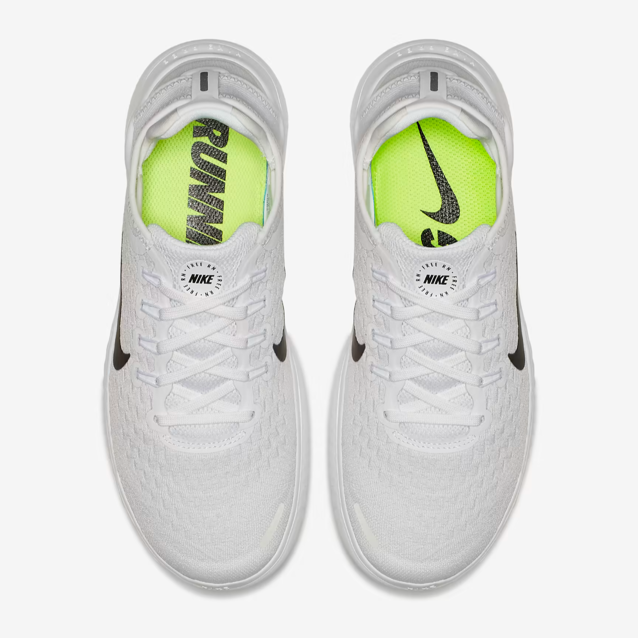 Nike Women's Free RN 2018 White Black Sz 8 942837-100 Running Shoes