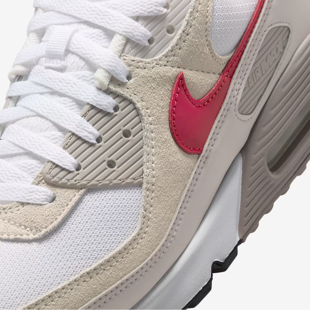 Nike Air Max 90 Men's Shoes DM0029-113 White Vast Grey University Red Size 9.5