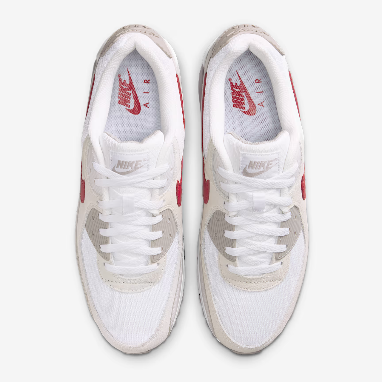Nike Air Max 90 Men's Shoes DM0029-113 White Vast Grey University Red Size 9.5