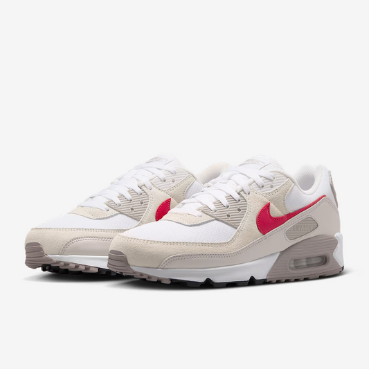 Nike Air Max 90 Men's Shoes DM0029-113 White Vast Grey University Red Size 9.5